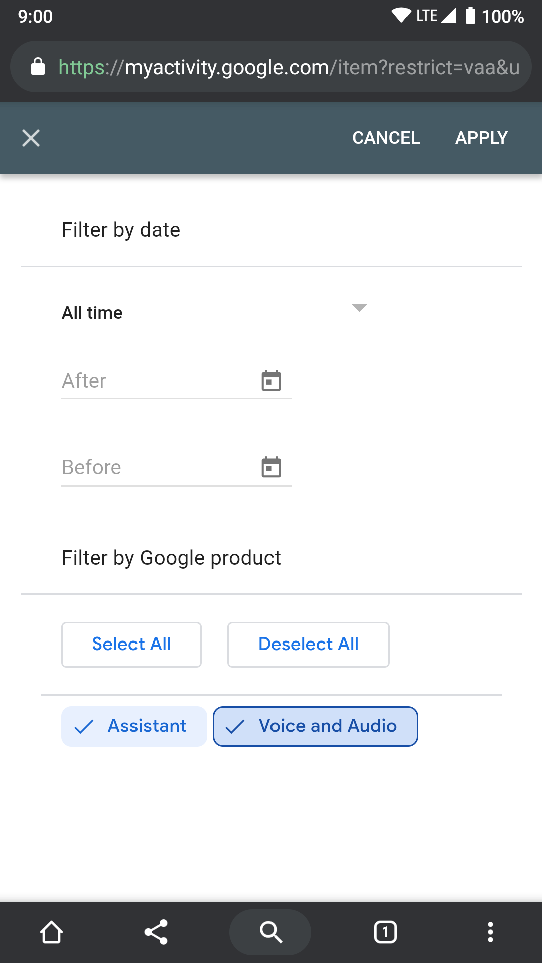 Google Voice and Audio Activity