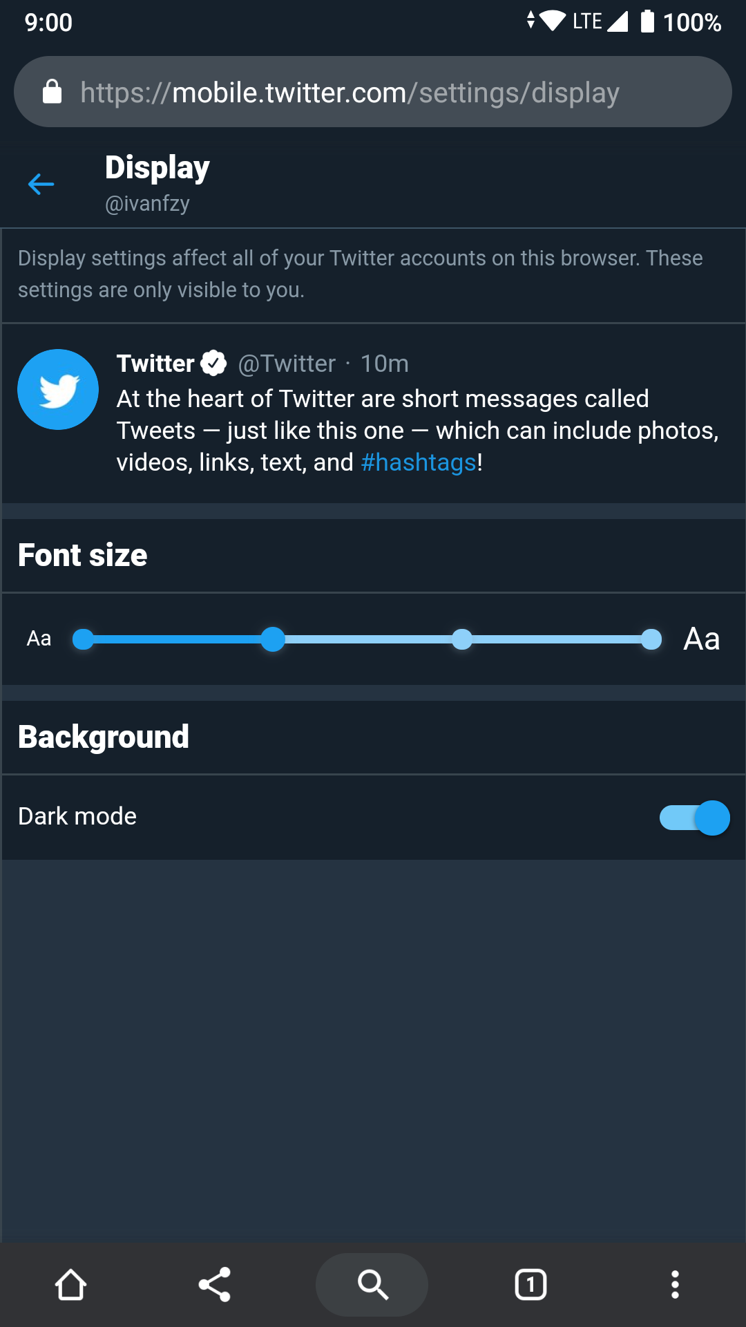 Twitter - Display settings