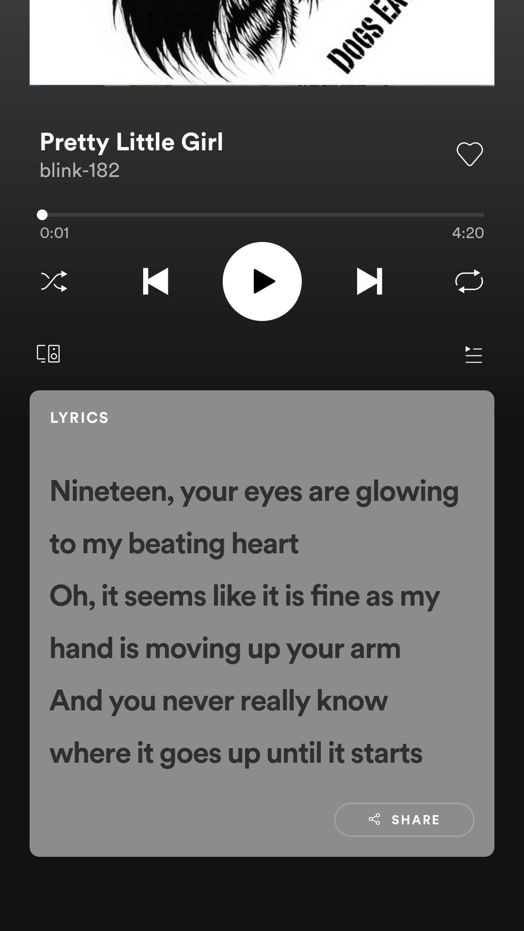 Spotify - Share lyrics