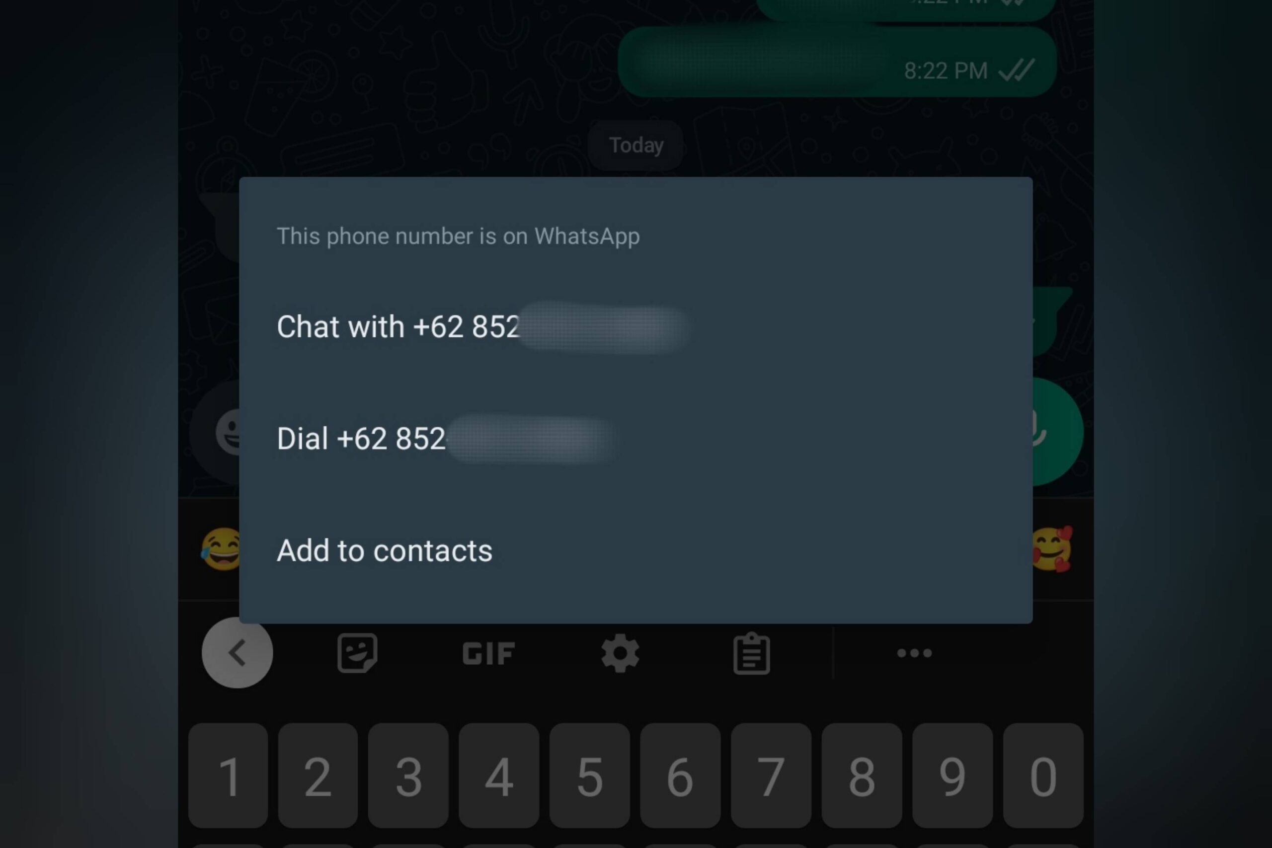 WhatsApp - Phone number options