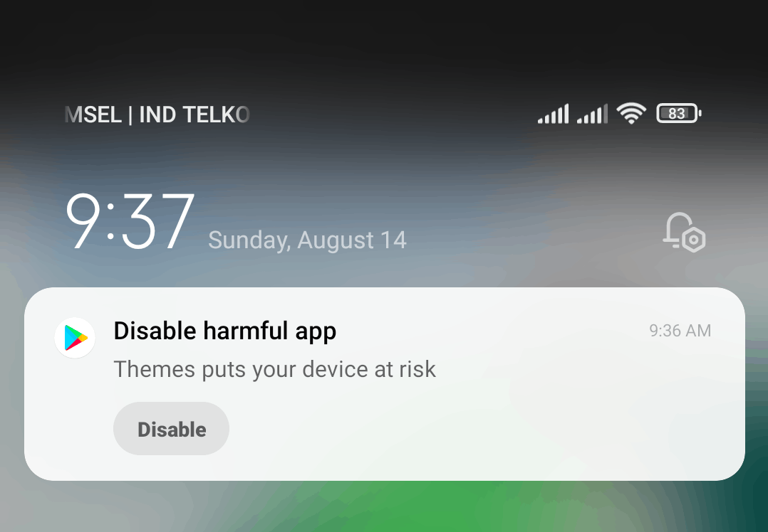 Themes - Disable harmful app
