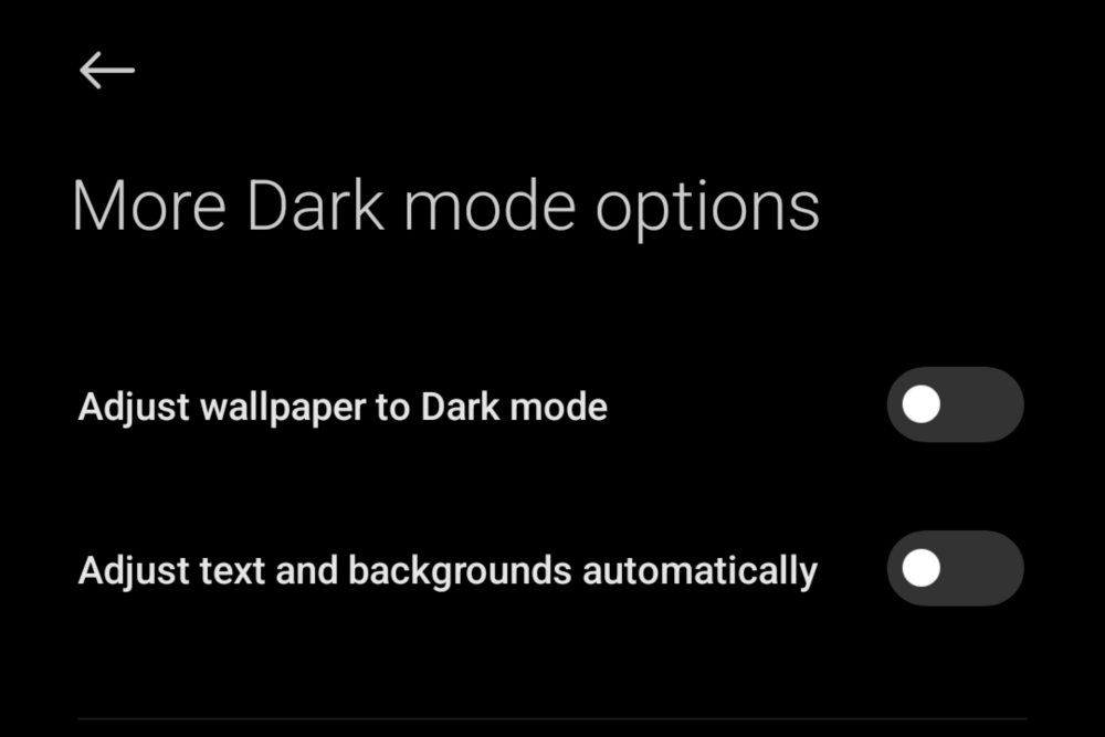 MIUI - Dark mode options